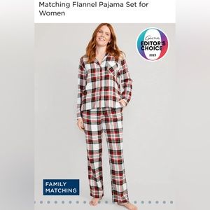 NWT Old Navy Flannel Pajamas White Tartan